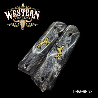 Cachas Colt 1911 Logo Colt Resina Negro y Dorado