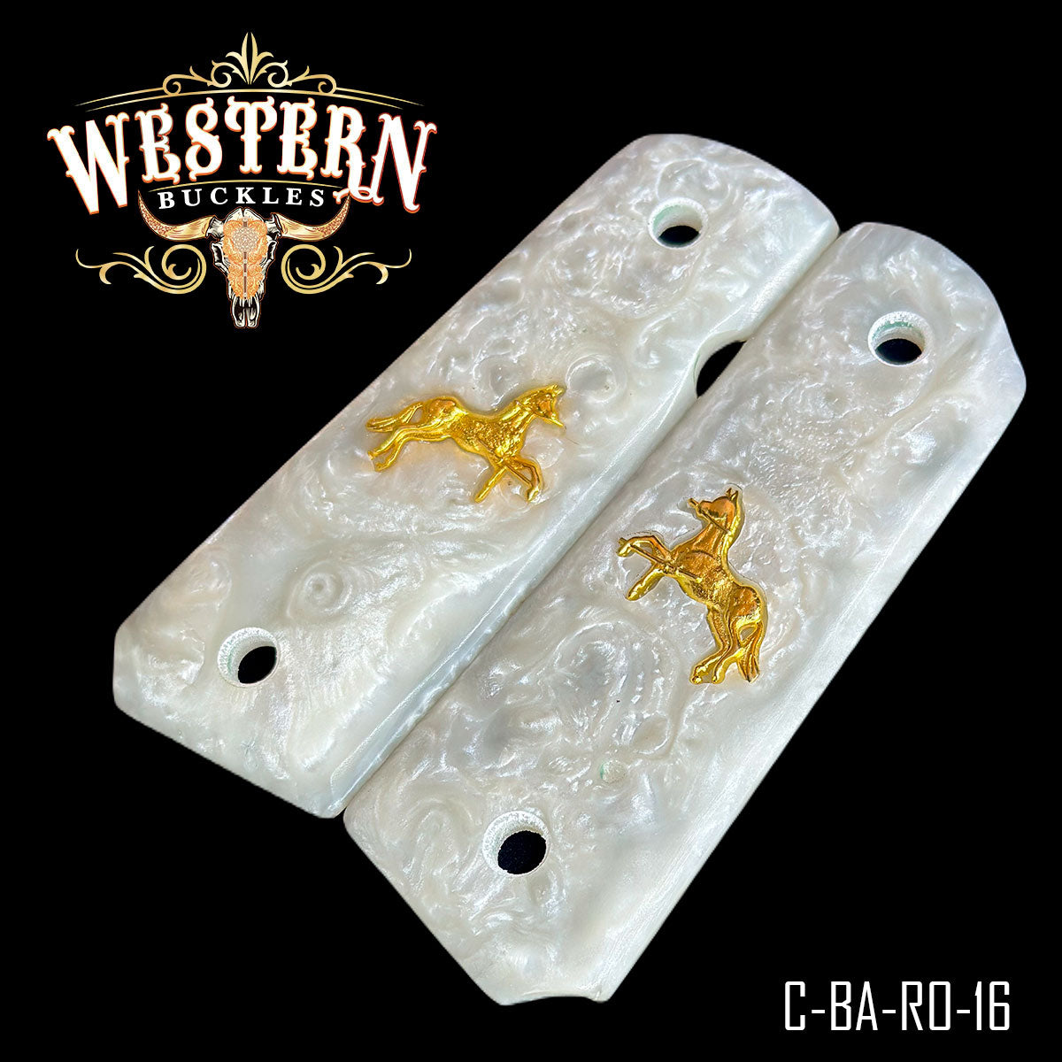 Cacha Colt 1911 Grips De Resina Blanca Con Caballo