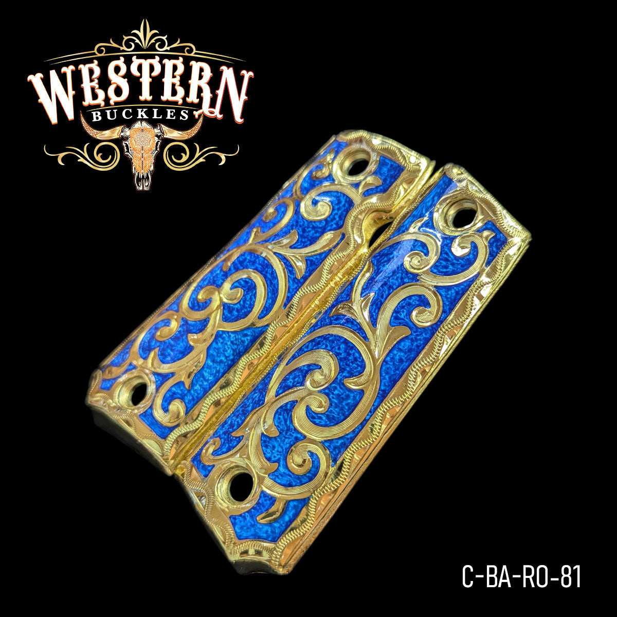 Cacha Colt 1911 Grips Engraving Resina Azul y Dorado
