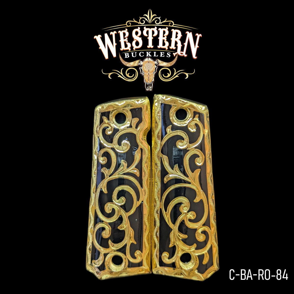 Cacha Colt 1911 Grips Engraving Black Resin and Gold