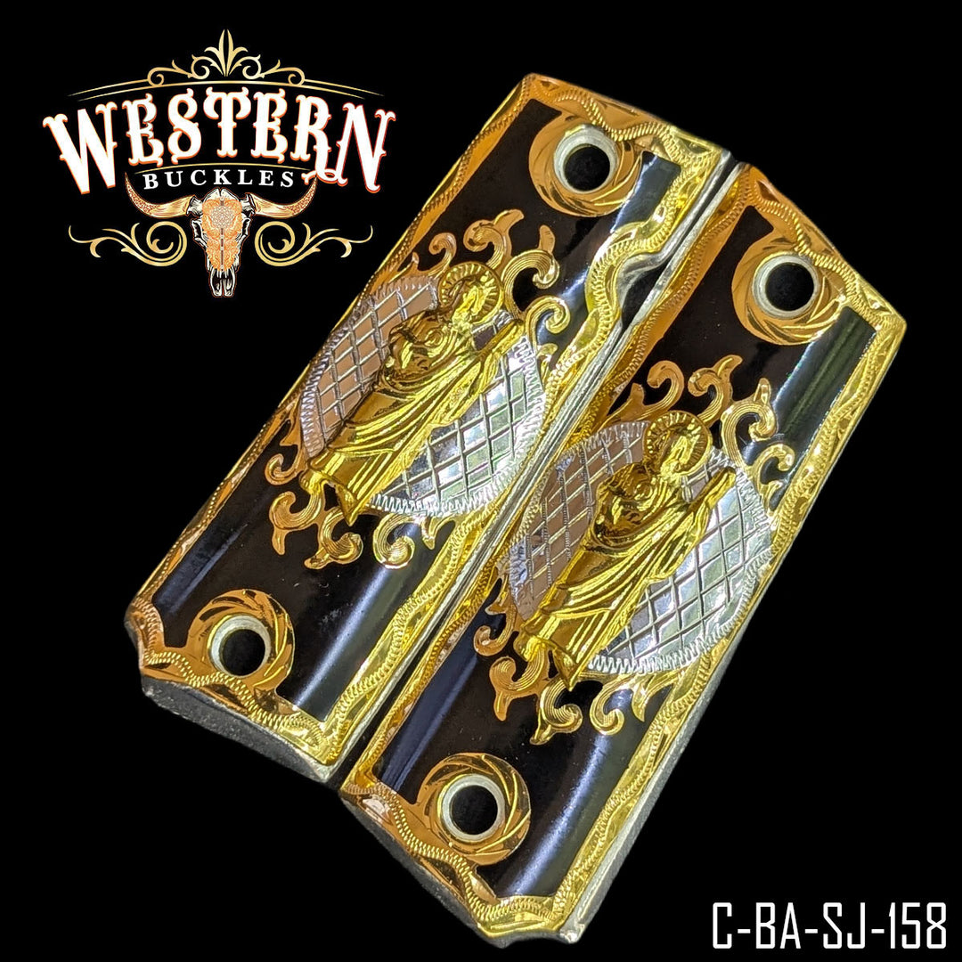 1911 Saint Jude Gun Grips — Detail View | Western Buckles Handcrafted | SKU C-BA-SJ-158