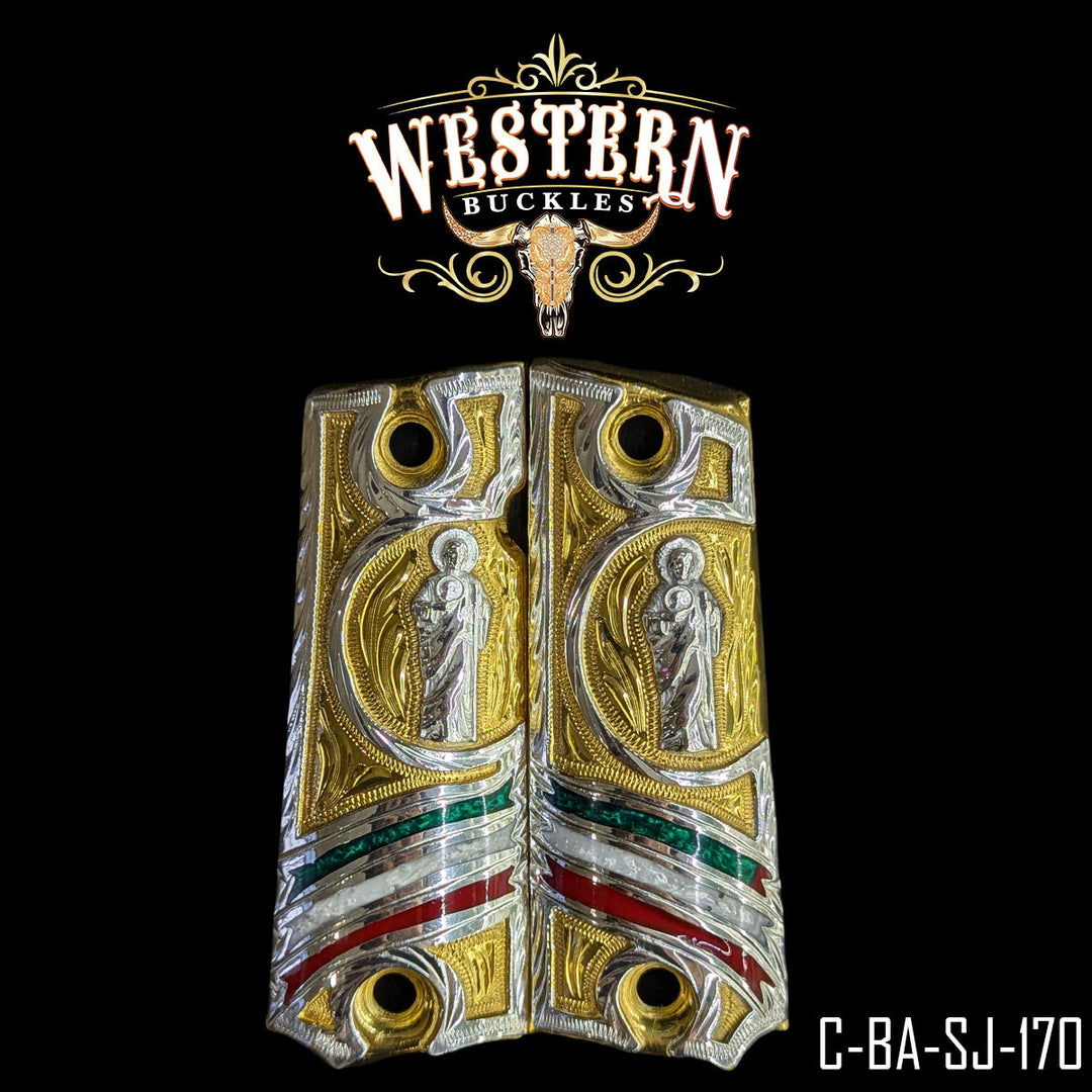 1911 Saint Jude Gun Grips | Handcrafted by Western Buckles | SKU C-BA-SJ-170