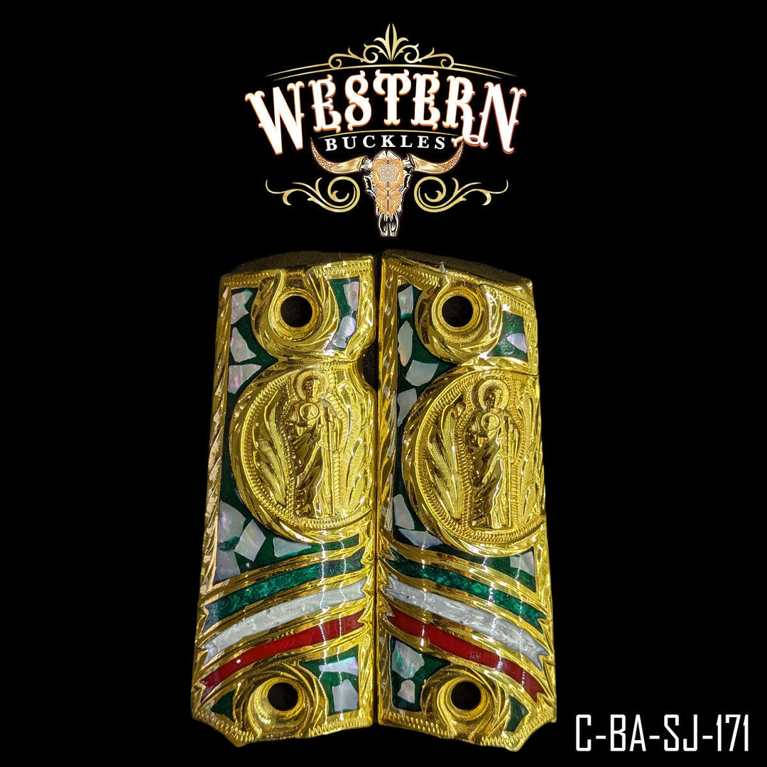 1911 San Judas Gun Grips | Handcrafted by Western Buckles | SKU C-BA-SJ-171