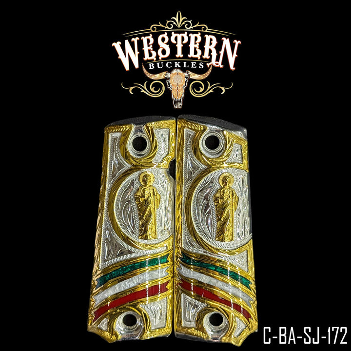 1911 San Judas Gun Grips | Handcrafted by Western Buckles | SKU C-BA-SJ-172