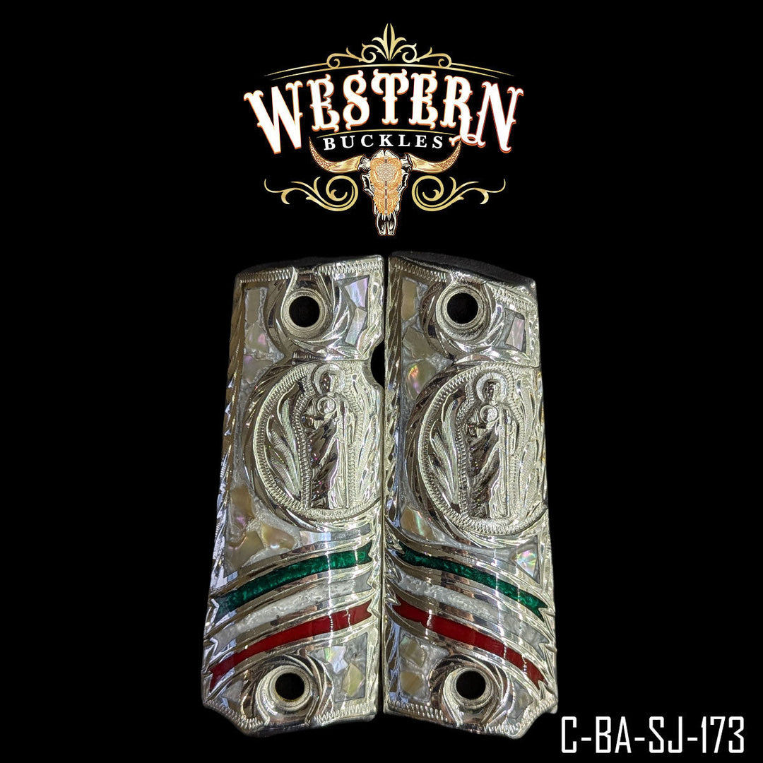 1911 San Judas Gun Grips | Handcrafted by Western Buckles | SKU C-BA-SJ-173