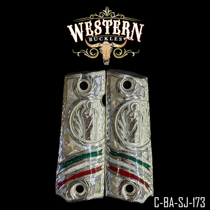 1911 San Judas Gun Grips | Handcrafted by Western Buckles | SKU C-BA-SJ-173