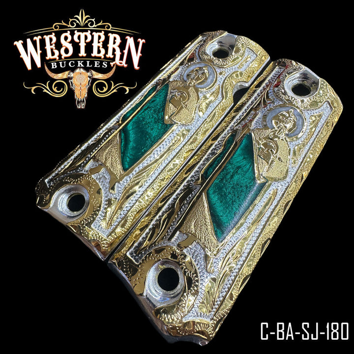 Colt 1911 San Judas Gun Grips — Artisan Resin — Detail View | Western Buckles Handcrafted | SKU C-BA-SJ-180