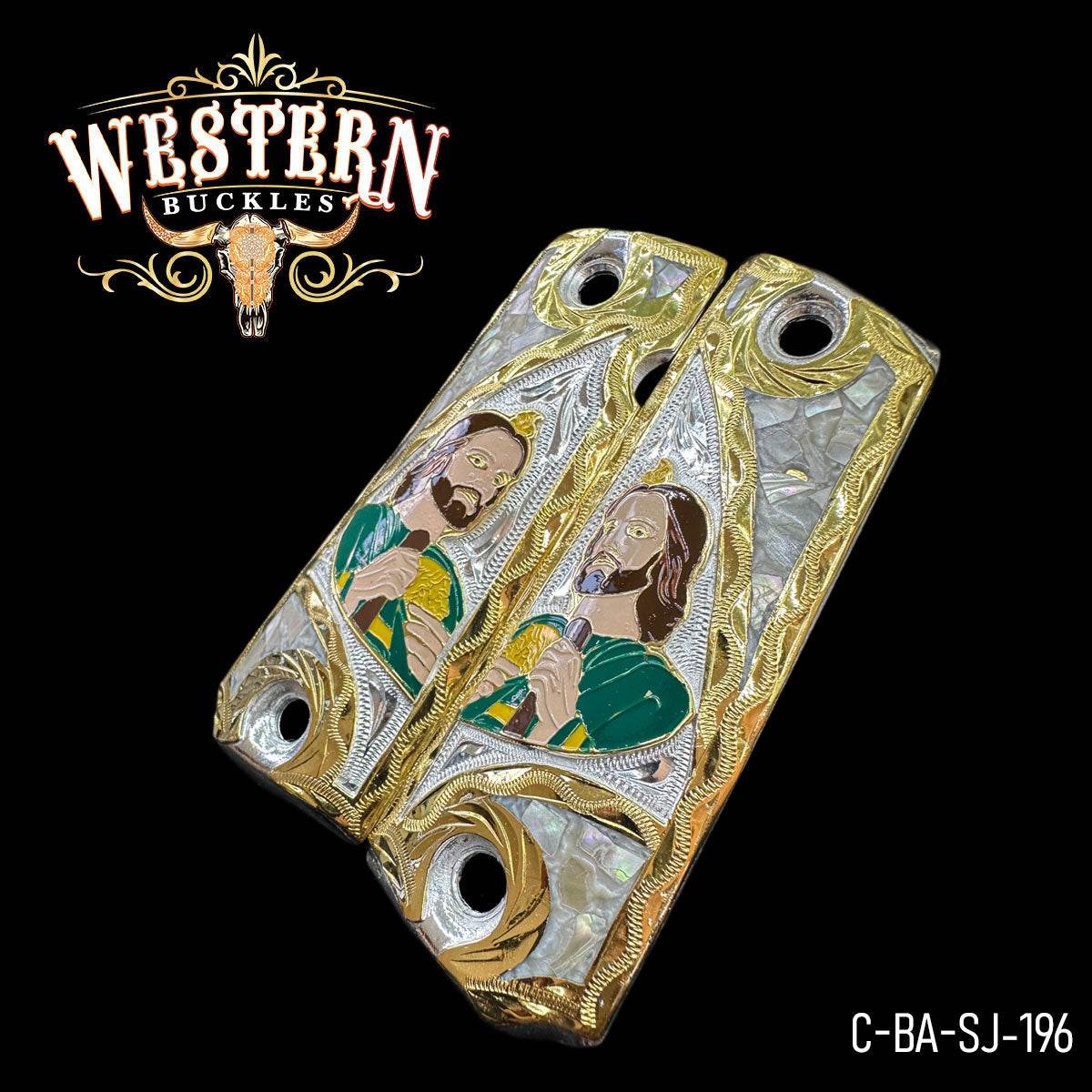 Cacha Colt 1911 San Judas Rameado Resina. - Western Buckles