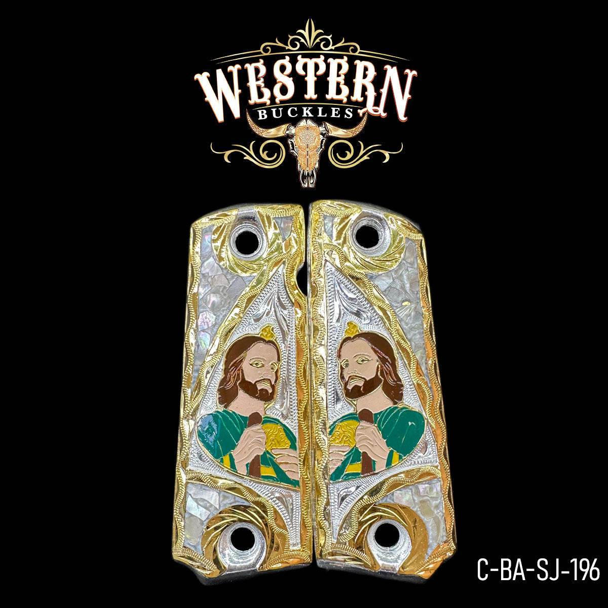 Cacha Colt 1911 San Judas Rameado Resina. - Western Buckles