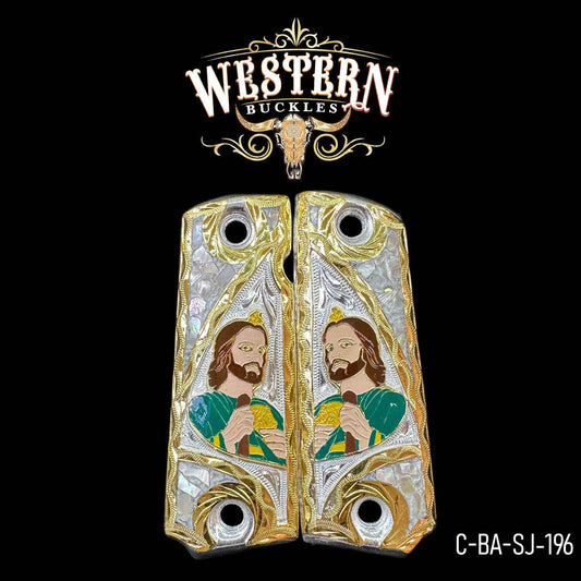 Cacha Colt 1911 San Judas Rameado Resina. - Western Buckles