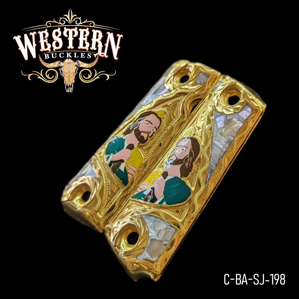 Cacha Colt 1911 San Judas Rameado Oro Resina