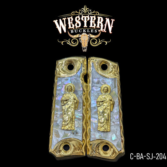 Cacha Colt 1911 San Judas Oro y Resina