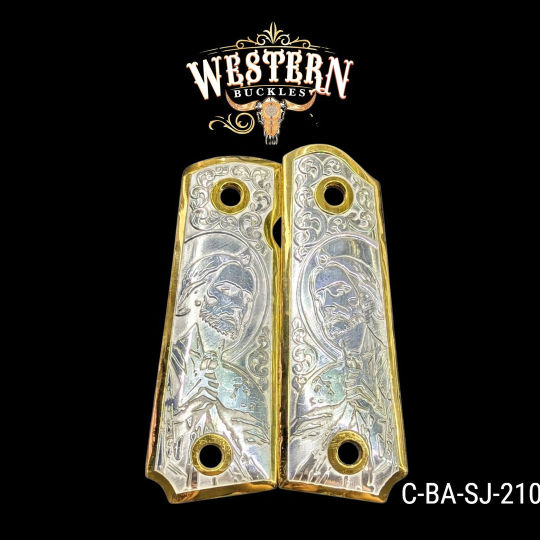 San Judas Grips for 1911 Full-Size — 24K Gold-Plated and Silver