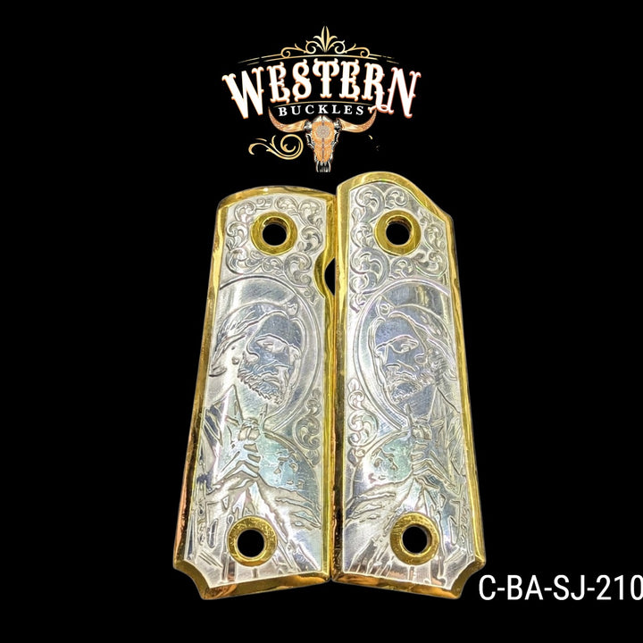 San Judas Grips for 1911 Full-Size — 24K Gold-Plated and Silver