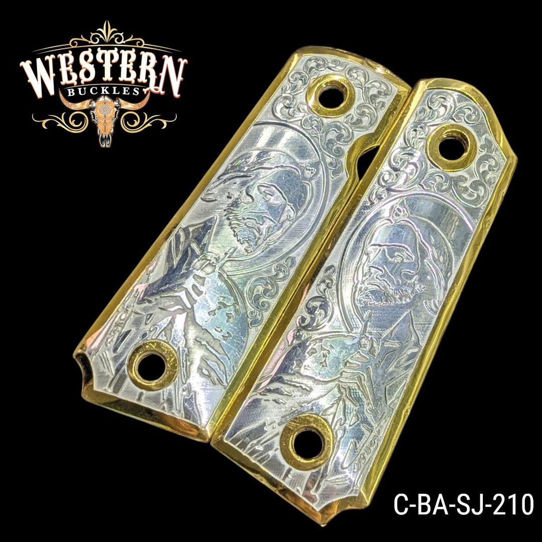 San Judas Grips for 1911 Full-Size — 24K Gold-Plated and Silver