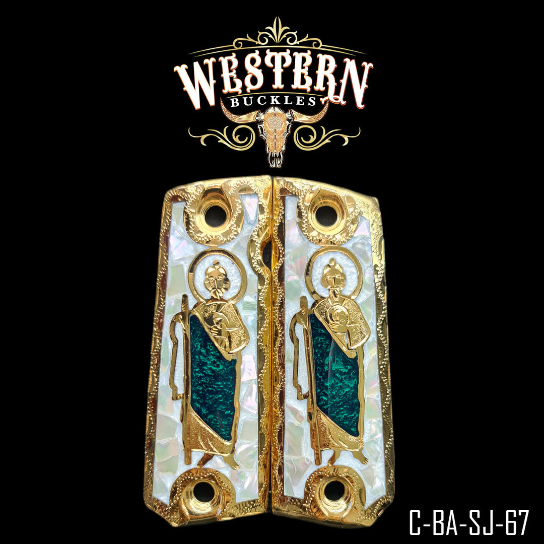1911 Fullsize San Judas Cachas — Artisan Resin | Handcrafted by Western Buckles | SKU C-BA-SJ-67