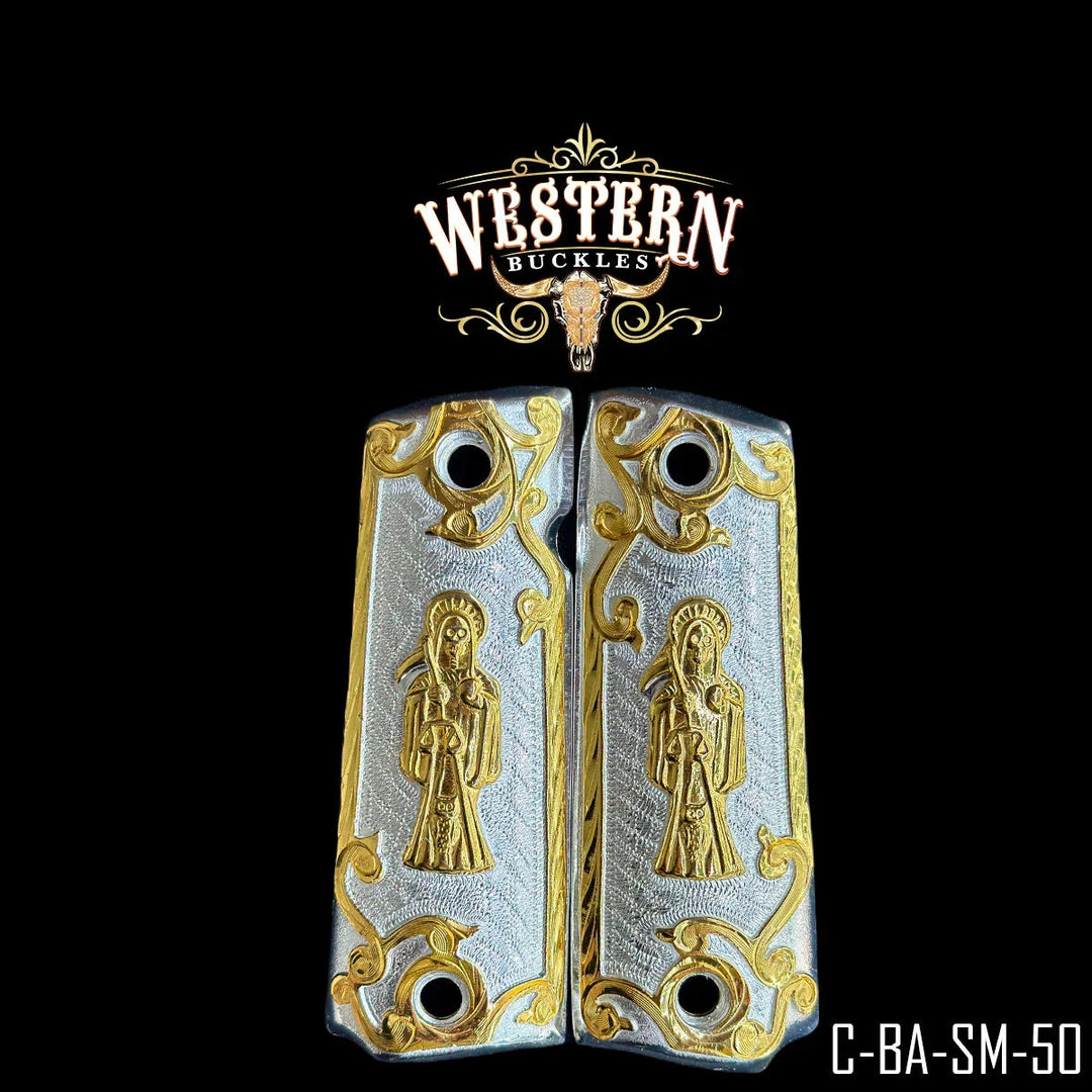 Grips for Full Size 1911 Holy Death Silver and Gold