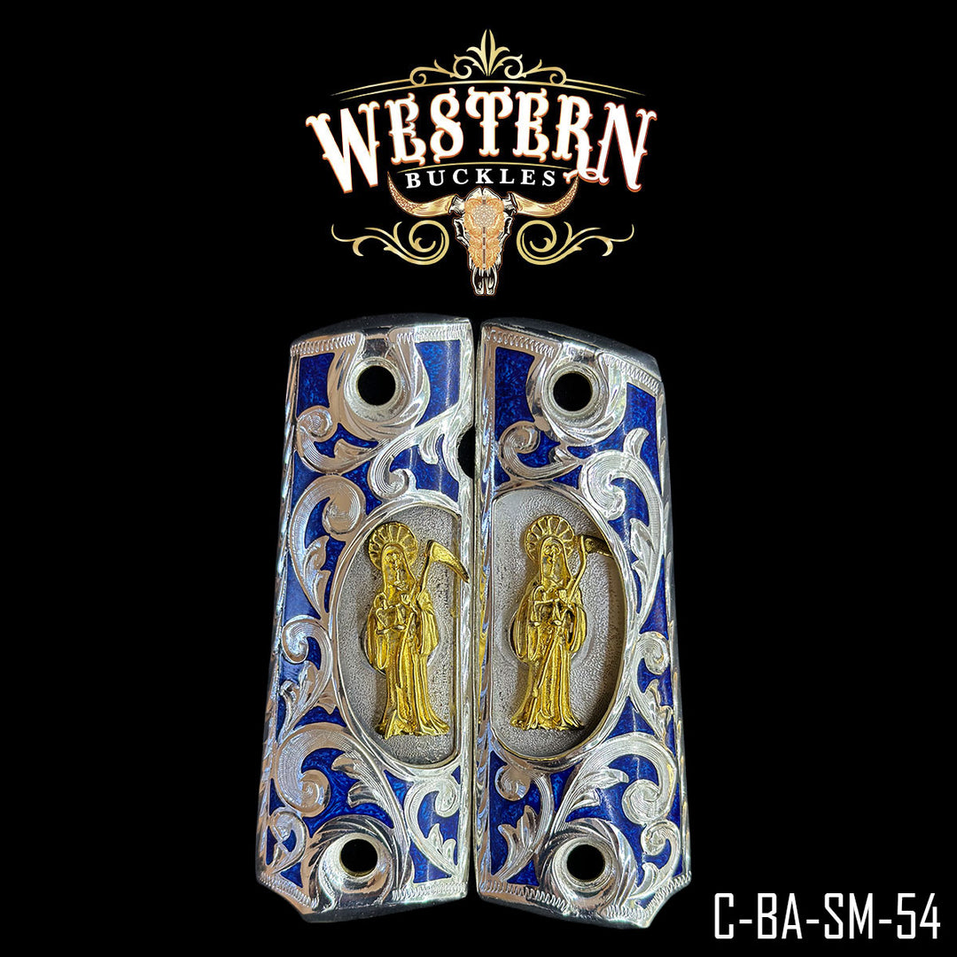 1911 Santa Muerte Gun Grips | Handcrafted by Western Buckles | SKU C-BA-SM-54