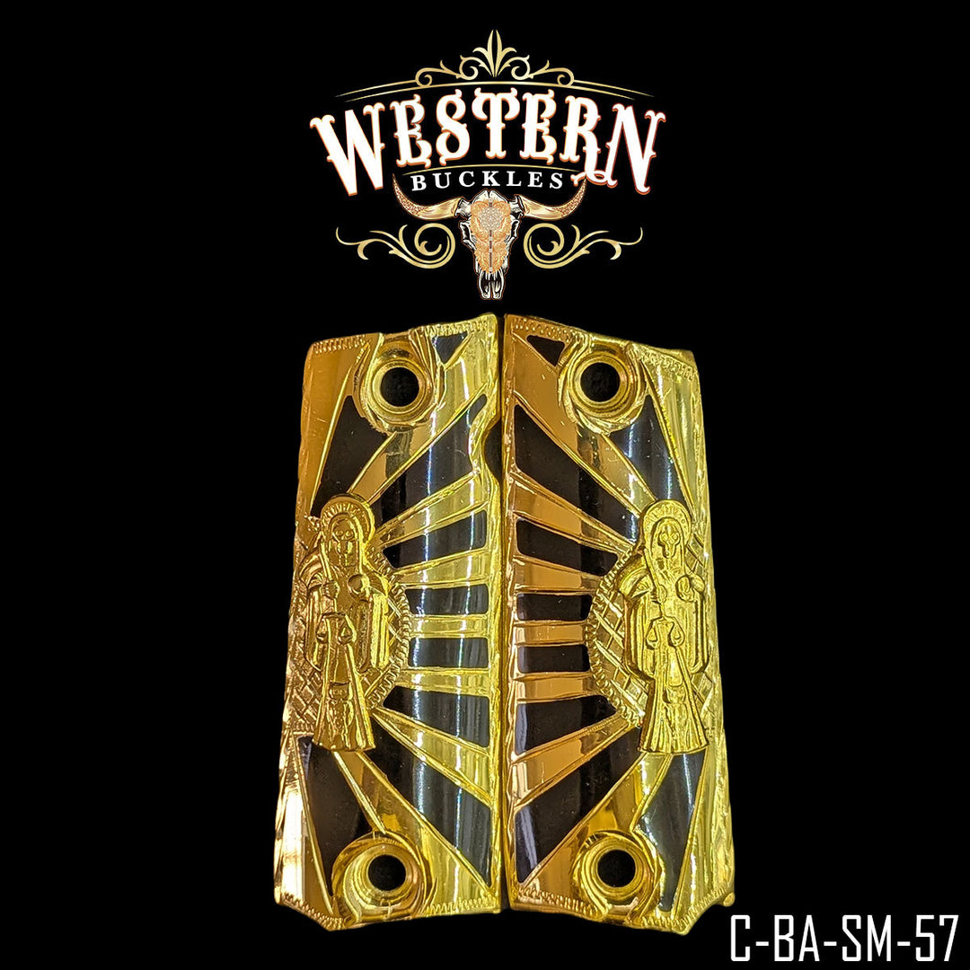 1911 Santa Muerte Gun Grips | Handcrafted by Western Buckles | SKU C-BA-SM-57