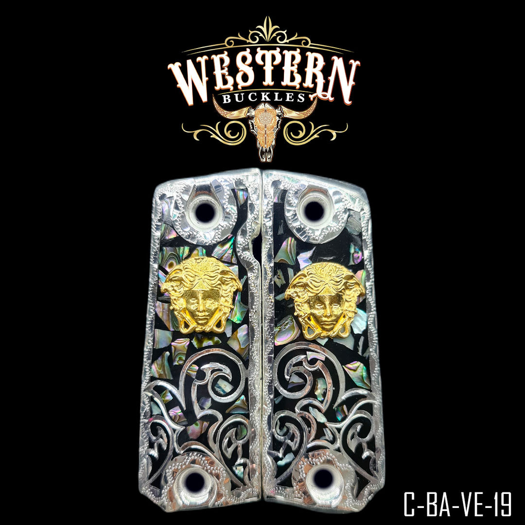 1911 Full Size Scrollwork Silver and Gold White Black Mother of pearl
