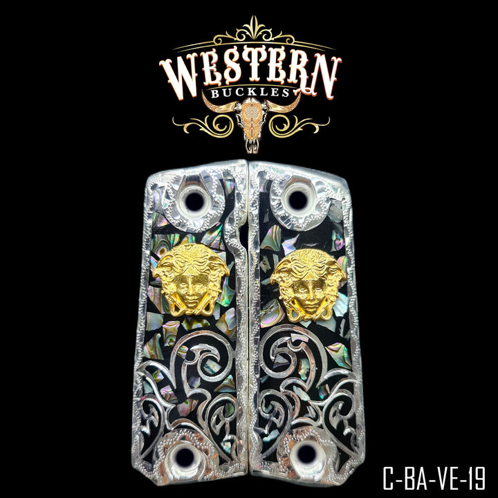 1911 Full Size Scrollwork Silver and Gold White Black Mother of pearl