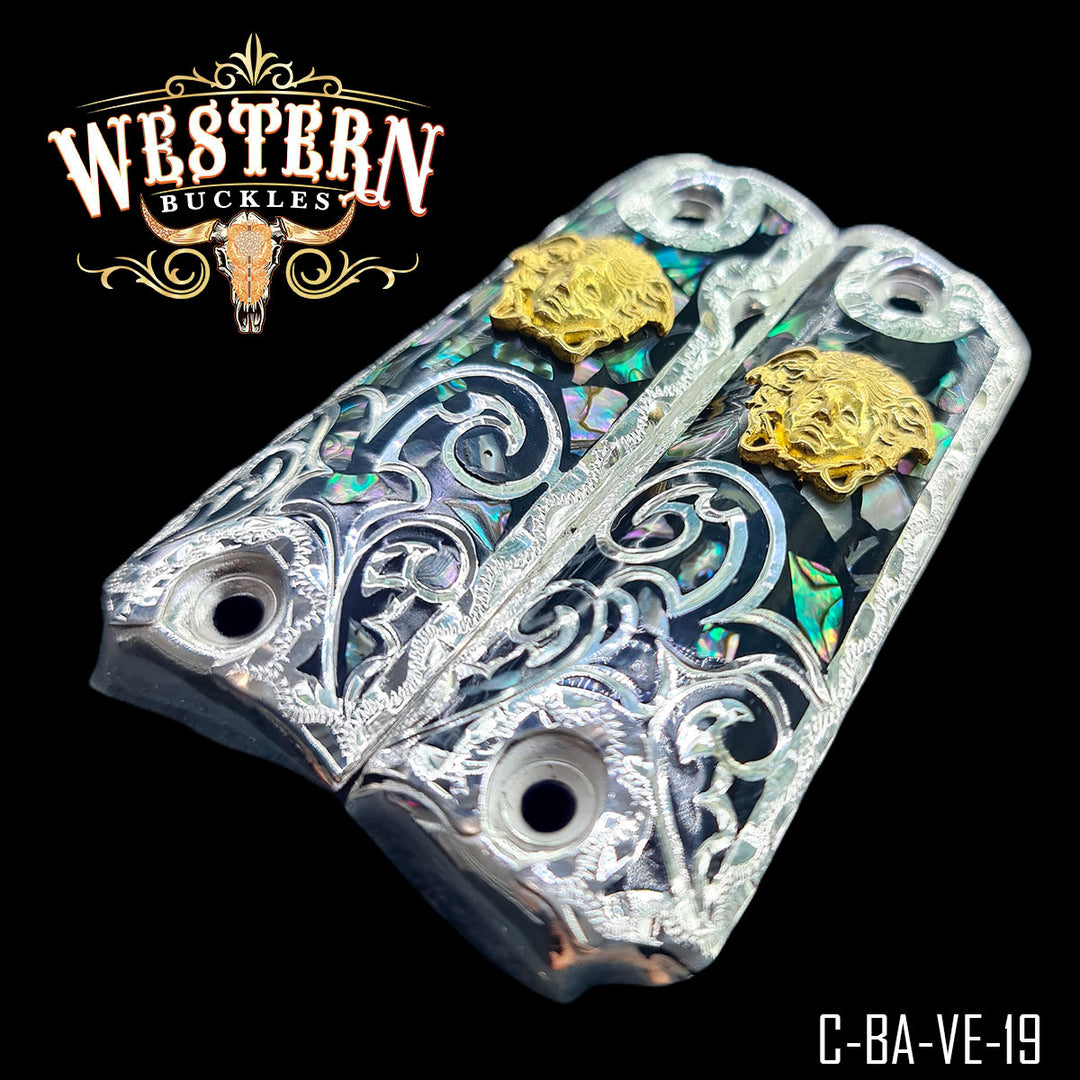 1911 Full Size Scrollwork Silver and Gold White Black Mother of pearl