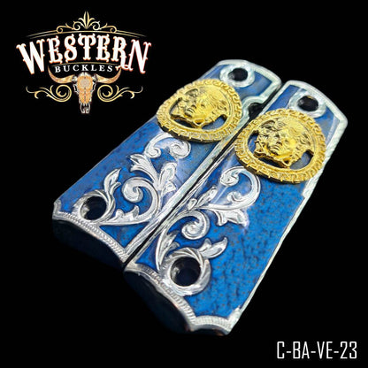 Cacha Colt 1911 Medusa Resina Azul - Western Buckles