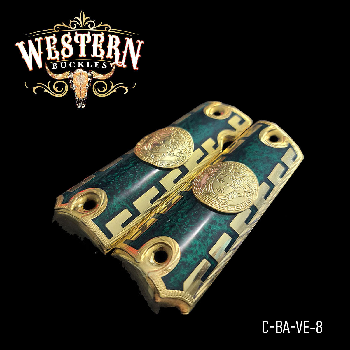 Cacha Colt 1911 Medusa Resina Verde y Oro