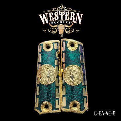 Cacha Colt 1911 Medusa Resina Verde y Oro