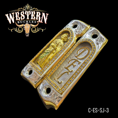 Cachas Colt 1911 DEL San Judas Zirconias Dorado