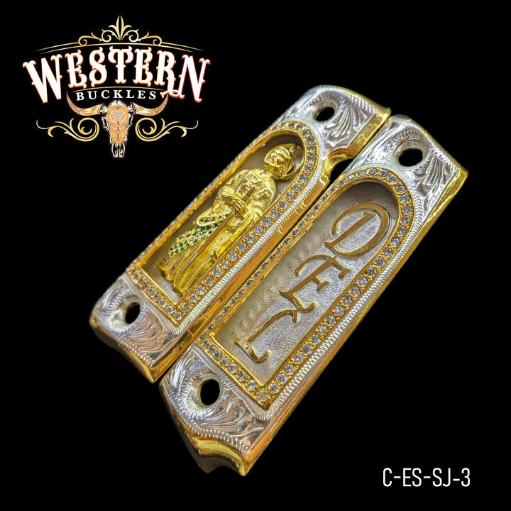 1911 Fullsize San Judas Gun Grips — Detail View | Western Buckles Handcrafted | SKU C-ES-SJ-3