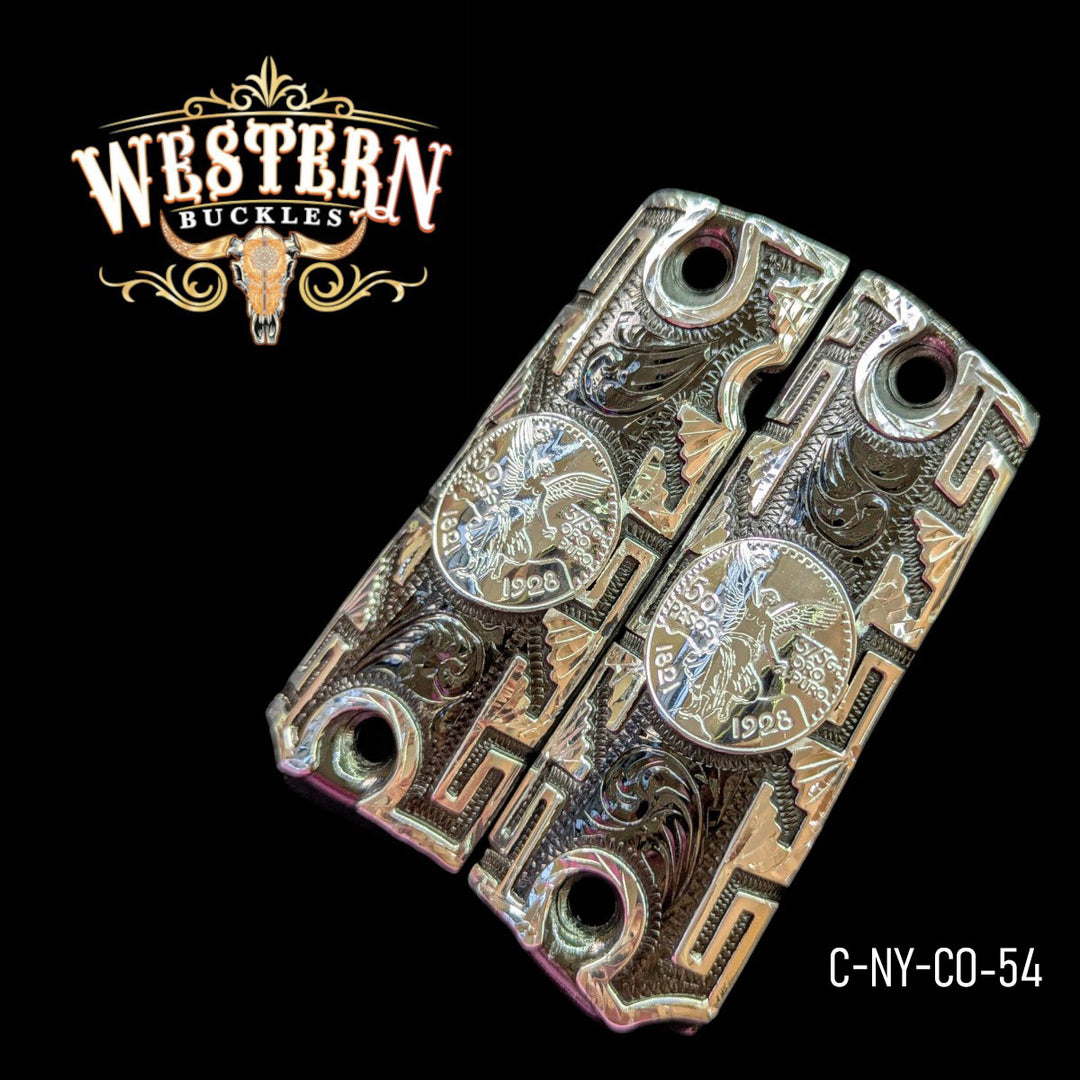 Centenario Custom Grips for 1911 Full-Size — Silver Plated and Black