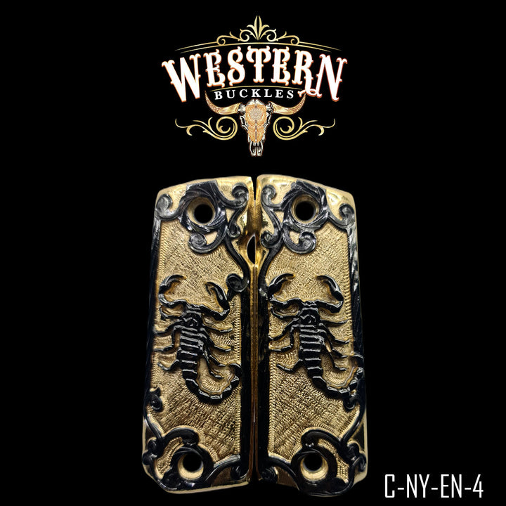 1911 Scorpion Gun Grips — Hand-Engraved | Handcrafted by Western Buckles | SKU C-NY-EN-4