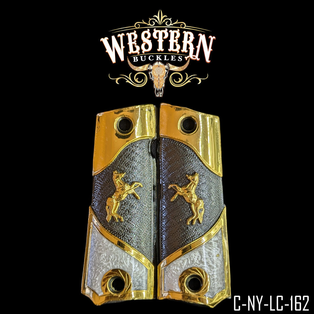 1911 Horse Cachas — Artisan Resin | Handcrafted by Western Buckles | SKU C-NY-LC-162