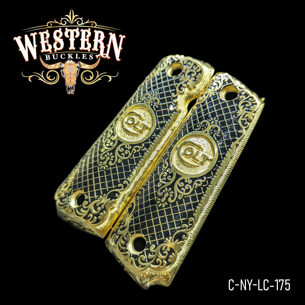 Cacha Colt Caballo Colt Niquel Negro y Oro.