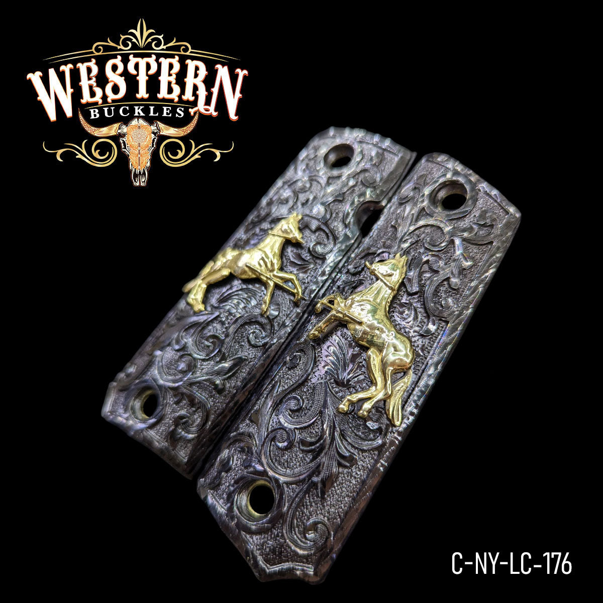 Cachas Colt 1911 Logo Caballo Rameado Niquel Negro