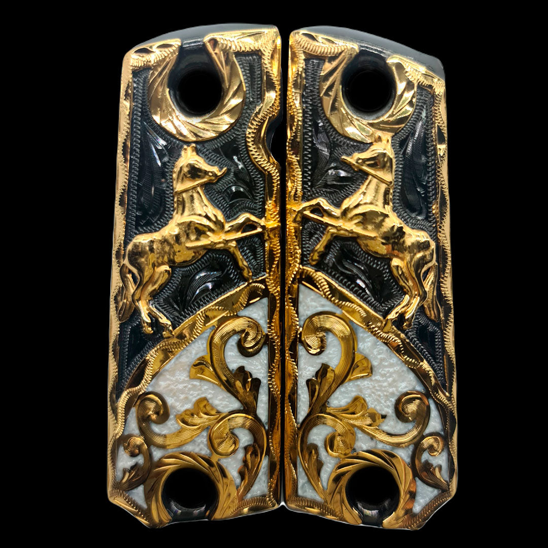 1911 Horse Gun Grips — Artisan Resin | Handcrafted by Western Buckles | SKU C-NY-LC-26