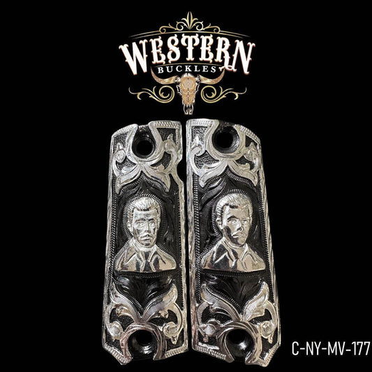 Cacha Colt 1911 Malverde Plata y Niquel - Western Buckles