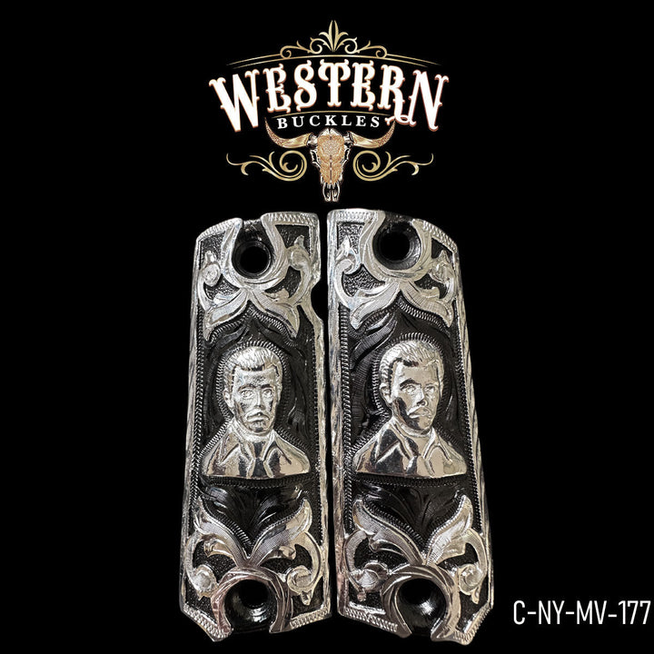 1911 Gun Grips — .925 Silver Plated &amp; Nickel | Handcrafted by Western Buckles | SKU C-NY-MV-177