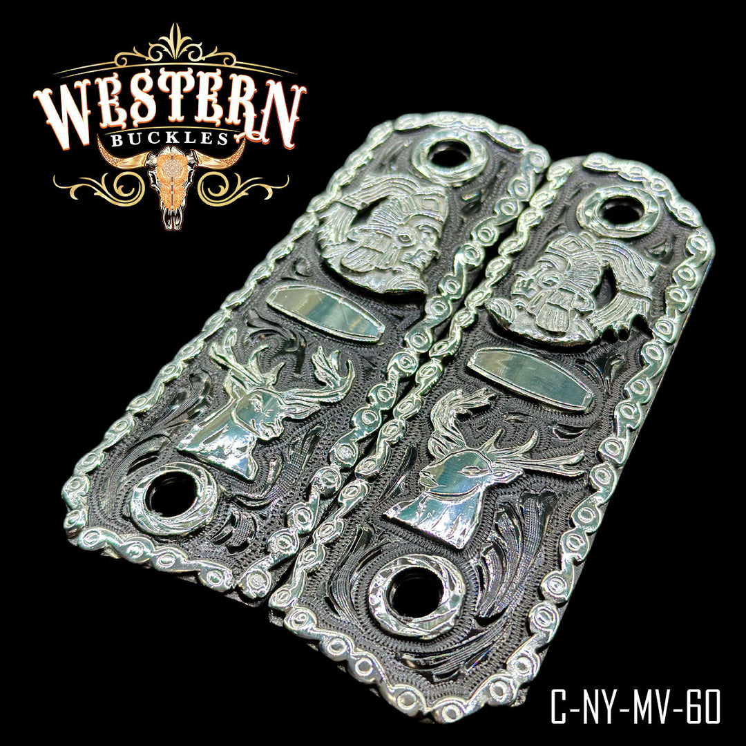 Colt 1911 Aztec Calendar Gun Grips — Detail View | Western Buckles Handcrafted | SKU C-NY-MV-60