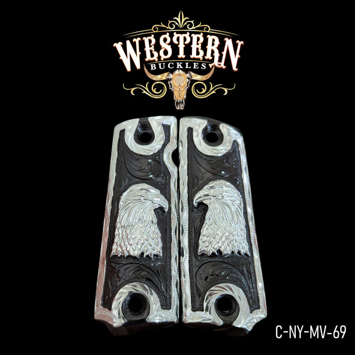 1911 Eagle Cachas — .925 Silver Plated &amp; Nickel | Handcrafted by Western Buckles | SKU C-NY-MV-69