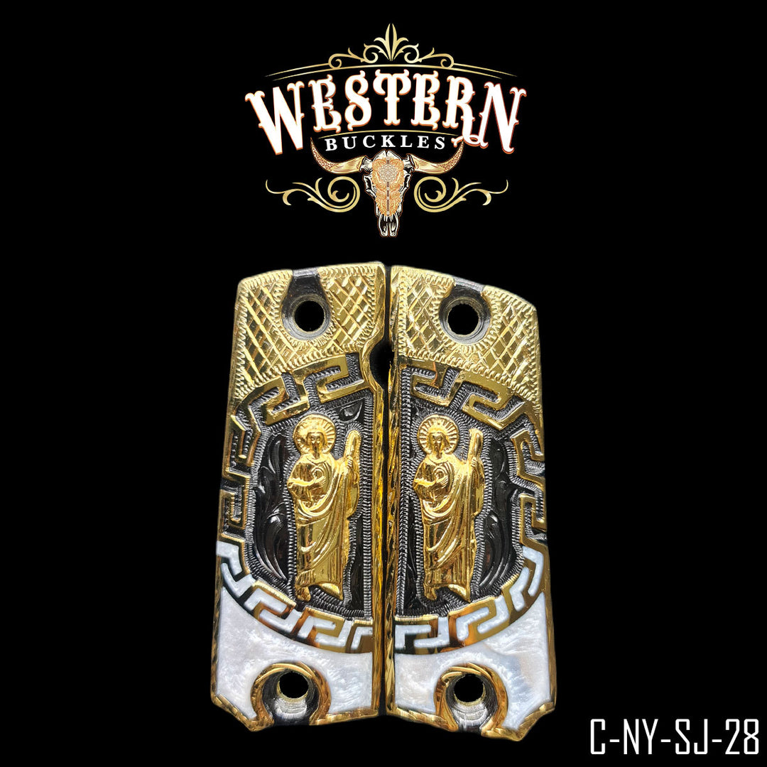 1911 San Judas Gun Grips | Handcrafted by Western Buckles | SKU C-NY-SJ-28