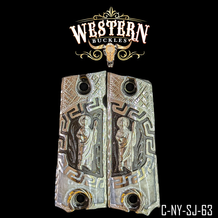 1911 San Judas Gun Grips | Handcrafted by Western Buckles | SKU C-NY-SJ-63