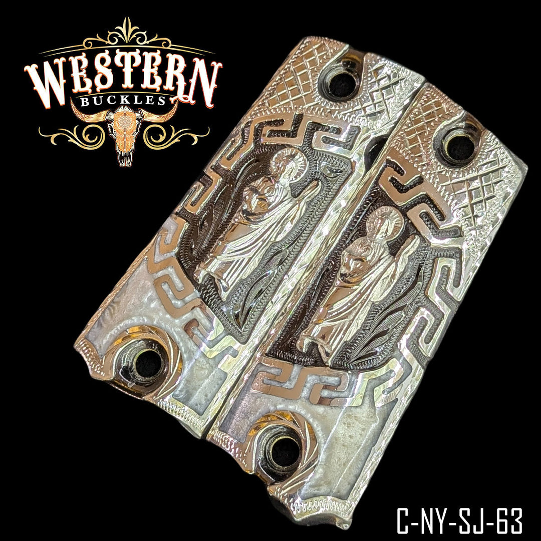1911 San Judas Gun Grips — Detail View | Western Buckles Handcrafted | SKU C-NY-SJ-63