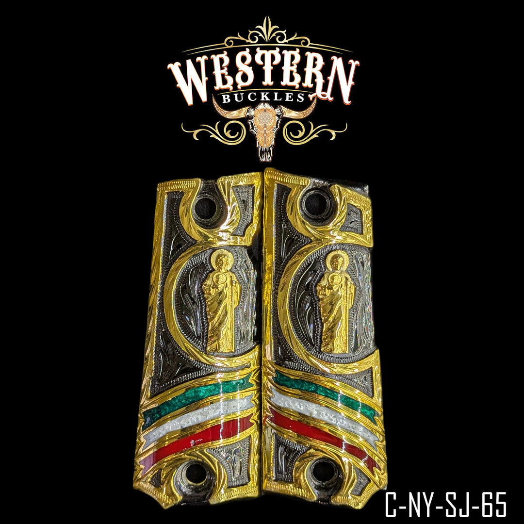 1911 Saint Jude Gun Grips | Handcrafted by Western Buckles | SKU C-NY-SJ-65