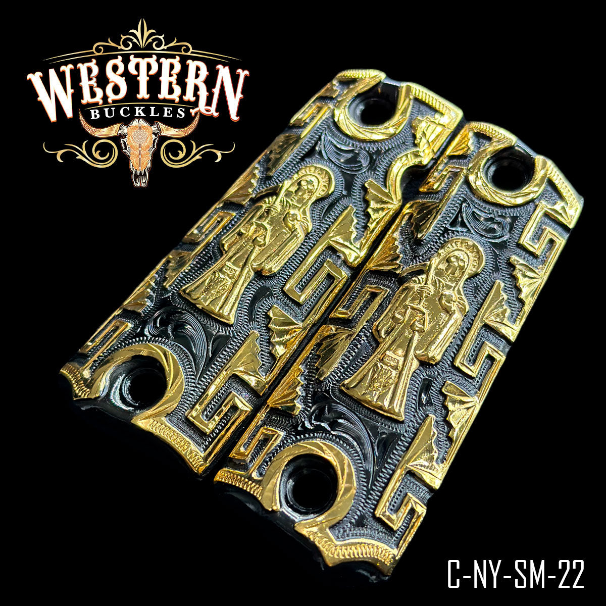 Santa Muerte 1911 Full-Size Gun Grips — 24K Gold – Western Buckles