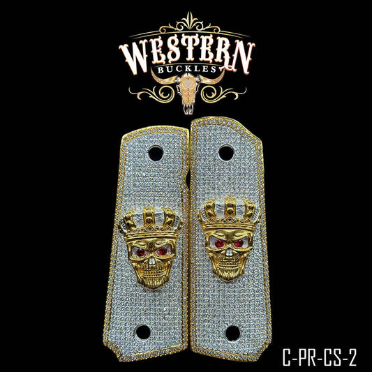 Cacha Colt Calaveras Con Zirconias - Western Buckles