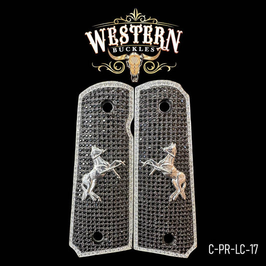 Cacha Colt Premium Caballo Zirconias Negras - Western Buckles