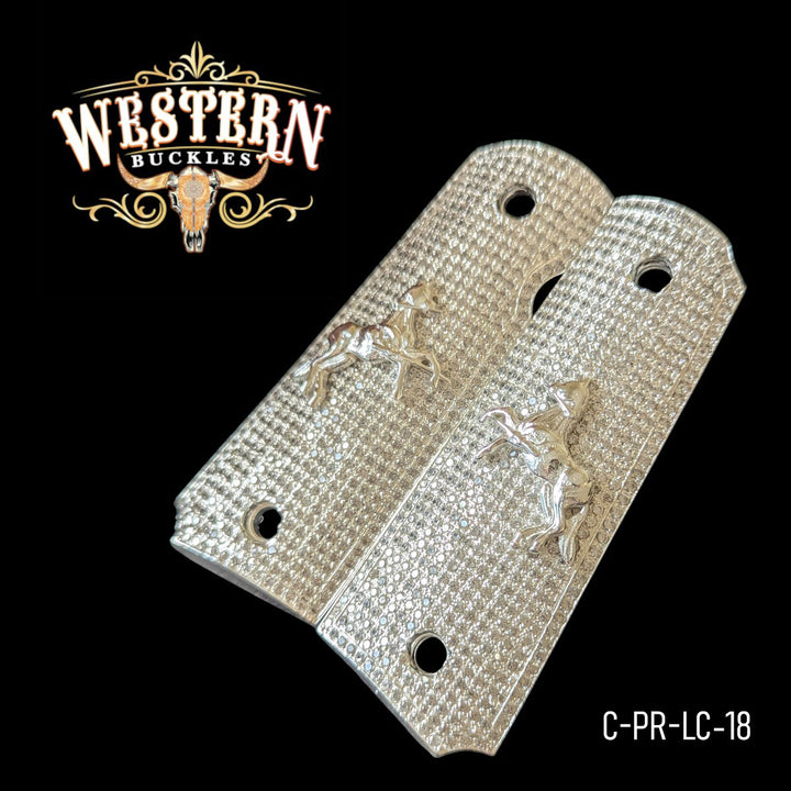 1911 Fullsize Premium Silver and White Zircoins Grips-The Western Buckles