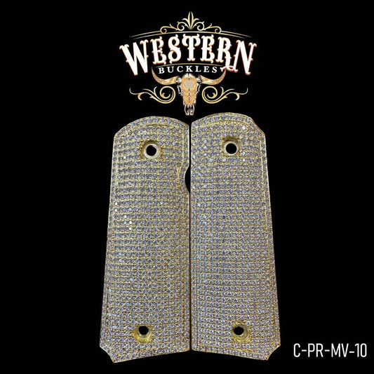 Cachas Colt 1911 Grips Premium Zirconias Blancas - Western Buckles